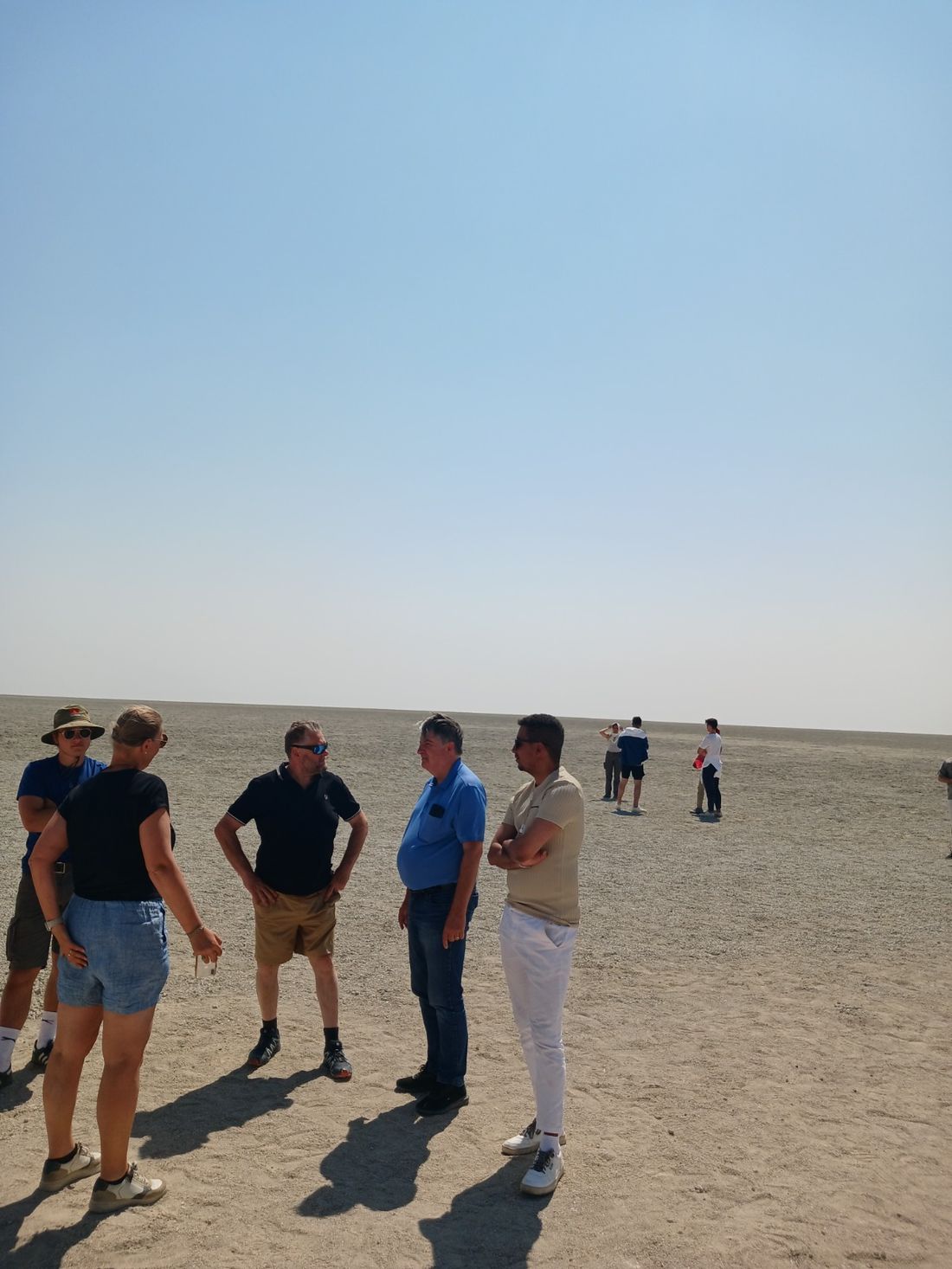 Guests exploring the Etosha salt pan